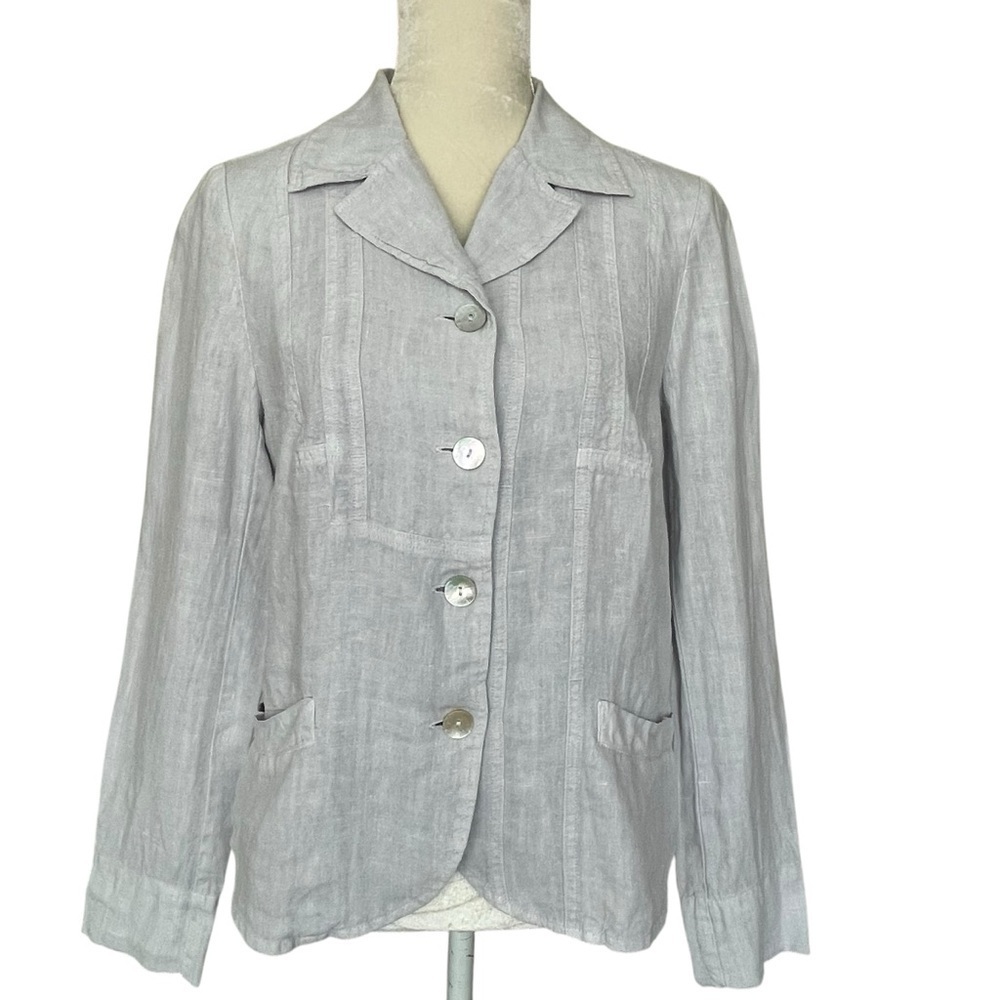 Women's Blue 100% Linen Blazer Jacket Women’s Size 3 Regular Size M Summer